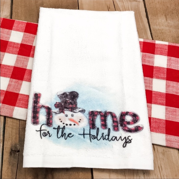 Snowman “Home for the Holidays” Terry Cloth Towel - Picture 2 of 2